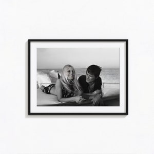 Impresión de Brigitte Bardot y Alain Delon, arte de pared en blanco y negro de Hollywood, impresión vintage, impresiones fotográficas, impresión de arte fotográfico de calidad de museo