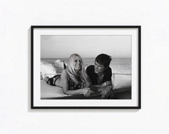 Brigitte Bardot and Alain Delon Print, Hollywood Black and White Wall Art, Vintage Print, Photography Prints, Museum Quality Photo Art Print