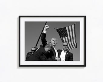 Stampa di Donald Trump, stampa murale in bianco e nero di Trump, stampa vintage, stampe fotografiche, stampa artistica fotografica di qualità museale