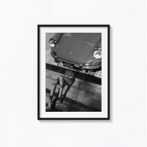 Impresión retro de Porsche 911, póster de chica Porsche, arte de pared en blanco y negro, impresión vintage, impresiones fotográficas, impresión artística fotográfica con calidad de museo