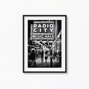 Radio City Music Hall, impresión de Times Square, arte de pared en blanco y negro, impresión vintage, impresiones fotográficas, impresión de arte fotográfico de calidad de museo