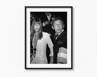 Jane Birkin and Serge Gainsbourg Print, Fashion Black and White Wall Art, Vintage Print, Photography Prints, Museum Quality Photo Print