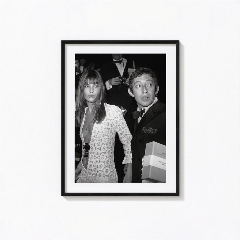 Jane Birkin and Serge Gainsbourg Print, Fashion Black and White Wall Art, Vintage Print, Photography Prints, Museum Quality Photo Print image 1