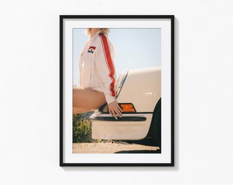 Retro Porsche Girl Print, Porsche 911 Wall Art, Porsche Poster, Car Poster, Vintage Print, Photography Prints, Museum Quality Photo Print