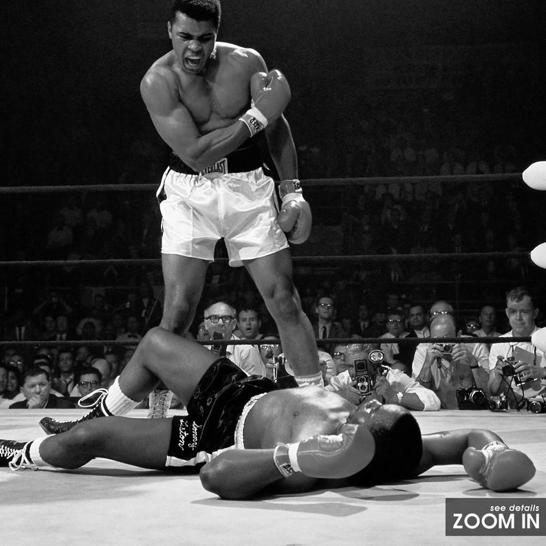 Muhammed Ali Druck, Muhammed Ali gegen Sonny Liston Schwarzweiß-Wandkunst, Vintage-Druck, Fotografie Drucke, Foto Kunstdruck in Museumsqualität Bild 4