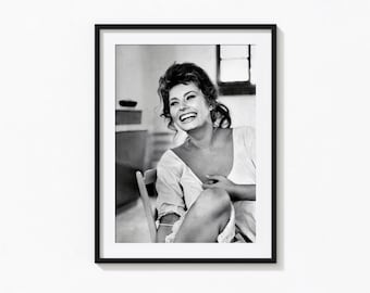 Sophia Loren Poster, Sophia Loren Hollywood Black and White Wall Art, Vintage Print, Photography Prints, Museum Quality Photo Art Print