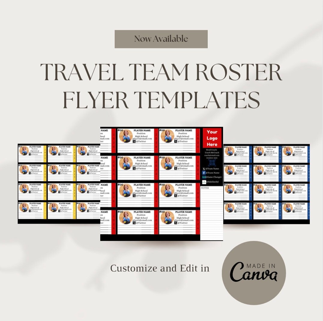 Travel Ball Showcase Roster Flyer Template With Notes Softball Baseball ...