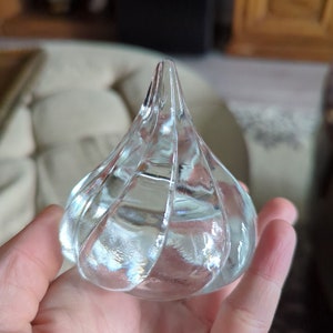 Vintage Chunky Clear Glass Whipped Cream Ice Cream Twist Paperweight