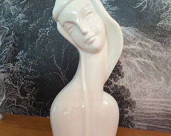 Busto femenino de cerámica Art Déco vintage