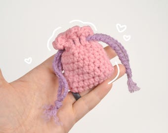 Tiny Crochet Drawstring Pouch Custom Trinket Bag Small Item Storage Handmade Cute Made to Order