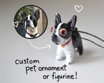Custom Pet Ornament: Cartoon Dog & Cat Polymer Clay Figurine