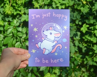 Rat in Space Art Print - 5 x 7in