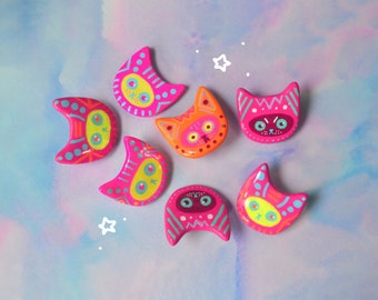 Cat Pin Cat Brooch Handmade Jewelry Cat Lover Unique Gift Alternative Fashion Grumpy Animal Polymer Clay Pin Colorful Jewelry Quirky Gift