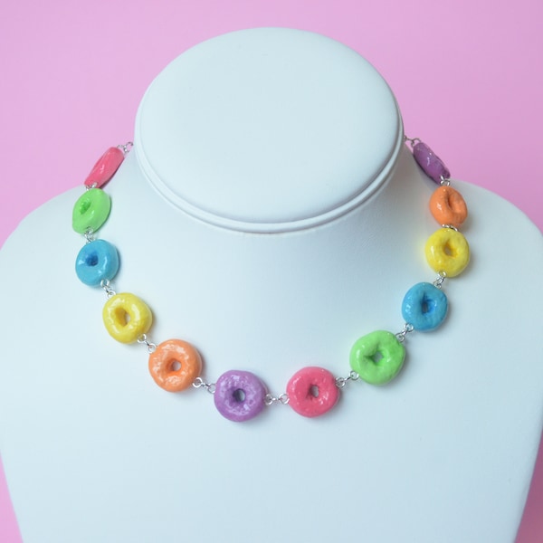 Necklace Fruit Cereal Choker Pastel Cute Necklace Unique Gift Handmade Jewelry Kawaii Pastel Necklace Unique Jewelry Polymer Clay