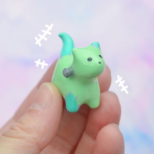 Halloween Frankenstein Cat Figurine: Handmade Creepy Kawaii Desk Decor