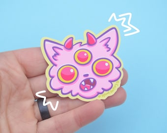 Pink Cat Demon Sticker: Waterproof Laptop Decal