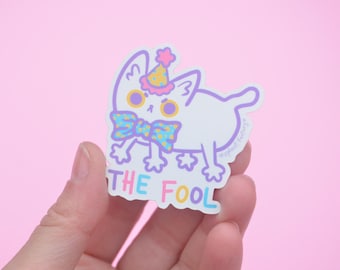The Fool Clown Cat Sticker: Waterproof Laptop Decal, Water bottle Decoration