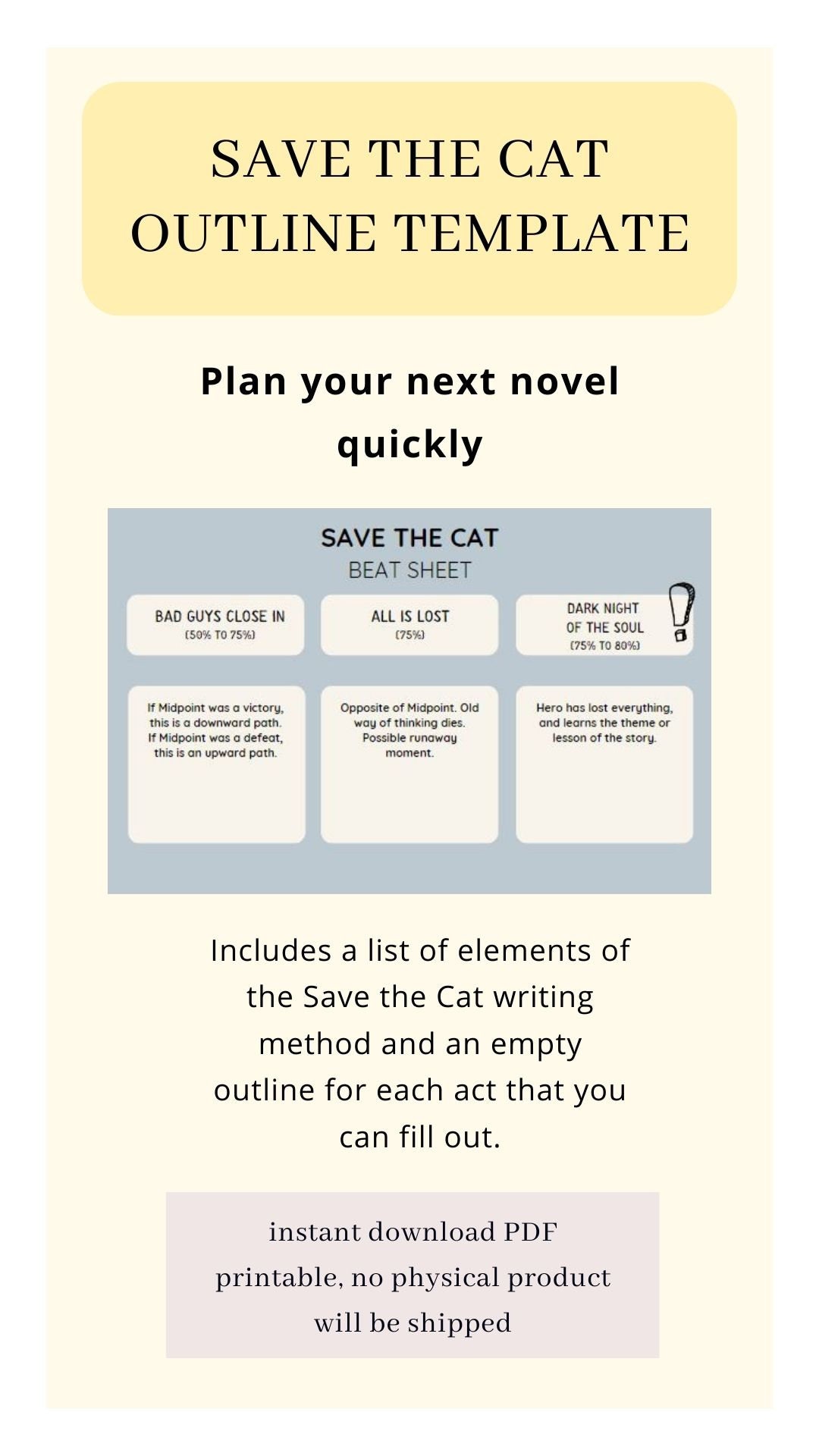 Save the Cat Plot Outline Template Etsy Save the Cat Plot Outline Template Etsy