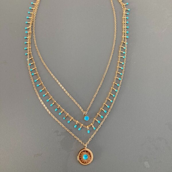 Multi-Chain Turquoise Necklace