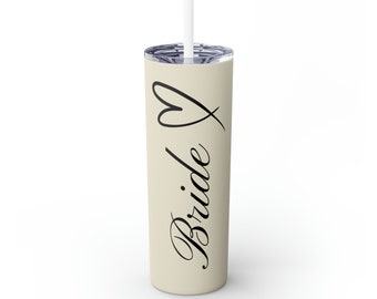 Vaso para novia, vaso delgado de acero inoxidable de 20 oz, regalo de boda