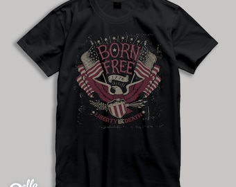 Red "United We Stand" Graphic Tee: Patriotic Black Cotton Shirt