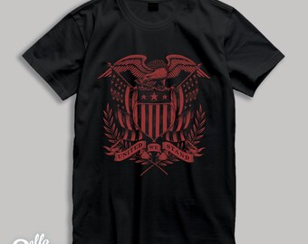 Red Patriotic Eagle Graphic Tee - "United We Stand" Design