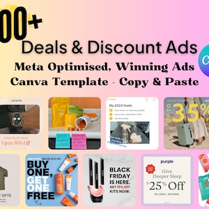 200+ Angebote und Rabatt-Anzeigen - Canva Bearbeitbare Vorlagen - Für Sie erledigt, Kopieren und Einfügen | Instagram Facebook Ads