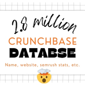 Crunchbase-database: 2,8 miljoen bedrijven met naam, e-mailadres, Semrush-statistieken, socialemediaprofielen, website, locatie, enz.