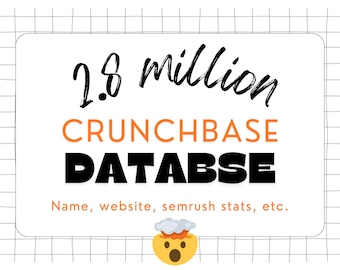 Base de données Crunchbase : 2,8 millions d’entreprises avec nom, adresse e-mail, statistiques Semrush, profils sur les réseaux sociaux, site web, localisation, etc.