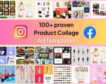 100+ Product Collage Static Ads Templates Canva Editable | Meta and Instagram Ads | Templates - Done For You | Copy and Paste
