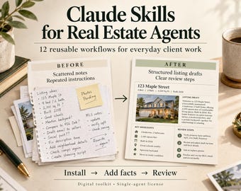 Claude Skills for Real Estate Agents | 12 Workflows for Listing Copy, Client Follow-Up and Wording Review