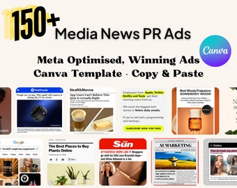150+ Media & PR brand in News Ad Templates - Canva Editable Meta Templates - Done For You, Copy and Paste | Instagram Facebook Ads
