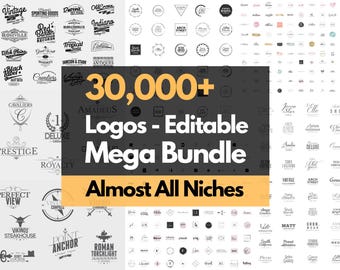 30,000+ Editable Logos Mega Bundle | Commercial User & Resell Rights included | AI EPS PSD | Brand Identity Kit | Startup Design Templates