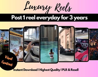 1200+ Luxury Reels, Luxury Lifestyle, PLR Digital Products, PLR, MRR, Master Resell Rights, Social Media Templates, Plr Templates, Luxury