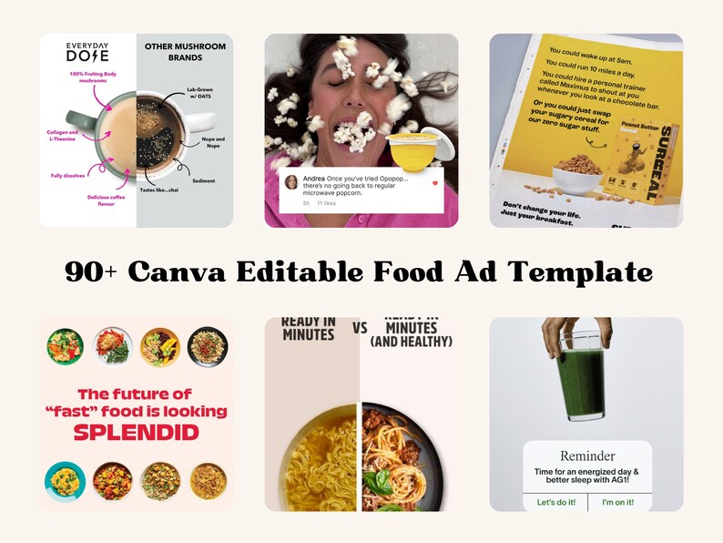 150 Food Ad Templates for Resturants & D2C Brands Canva Editable Done