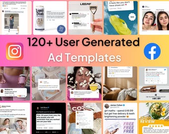 120+ User Generated UGC Ads for your D2C Products - Facebook and Instagram Ads | Canva Editable Ad Templates | Resell