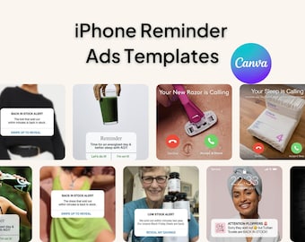 Annunci meta statici in stile promemoria per iPhone, modelli modificabili Canva - Pronti all'uso, copia e incolla / Annunci Instagram e Facebook