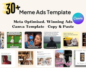 30+ Meme Ad - Canva Editable Meta Templates - Done For You, Copy and Paste | Instagram Facebook Ads | marketing creatives | social media