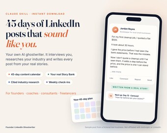 LinkedIn Ghostwriter Claude Skill | 45-Day LinkedIn Content Plan and Post Generator for Founders and Coaches