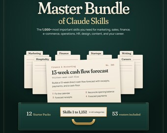 Claude AI Skills Library | 1,152 Ready-to-Use Skills for Business, Marketing, Finance and Careers | 12 Starter Packs