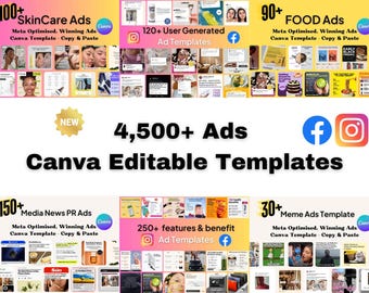4500+ Ads Canva Editable Template - Mega Bundle | 55+ Categories | Every Niche D2C Ads Template | Instagram Facebook Ads that converts