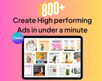800+ Proven Static Meta Ad Creatives, Done for You Canva Editable Templates - PLR, resell rights