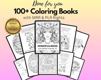 100+ Coloring EBooks Canva Editable Template |  Coloring book for kids and Adults | PLR rights | Printable Pages | Activity Pack Bundle