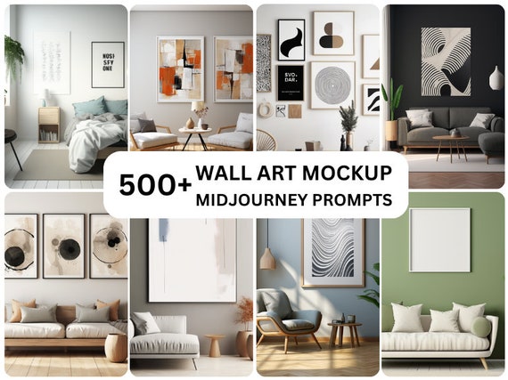500+ Midjourney Prompt to create Awesome Wallart Mockups with 2000+ Mockups | PLR Resell Rights