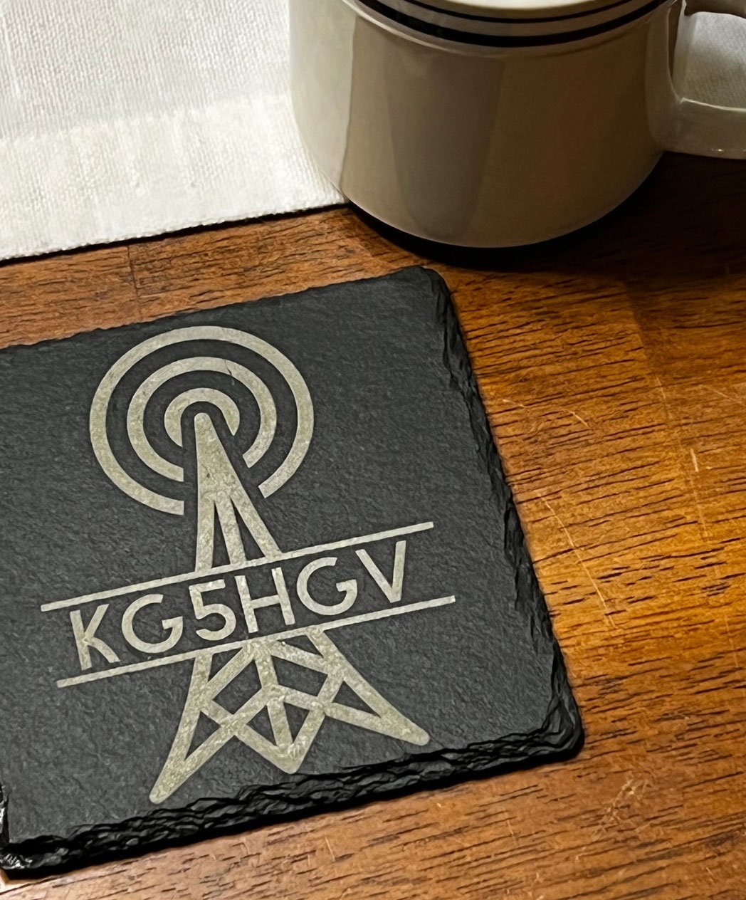 Personalized HAM Radio Call Sign Slate Coaster Custom Engraved Gift for