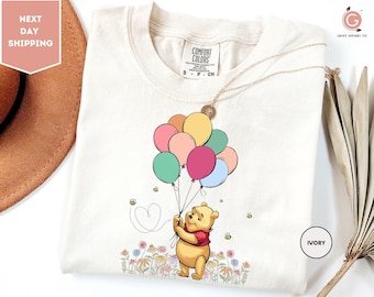 Comfort Colors Winnie The Pooh and Friends Shirt, Winnie The Pooh Shirt, Pooh Balloons Shirt, Disney Pooh T-Shirt, Cute Pooh Bear Shirt