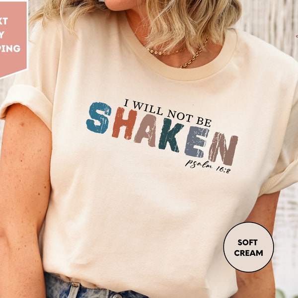 Christian Psalm Shirts, Psalm 16:8 T-Shirt, I Will Not Be Shaken Tee, Christian Tee, Religious Shirt, Retro Christian Gift, Faith Shirt