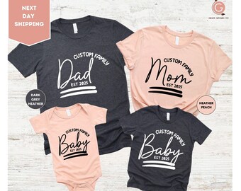 Custom Family Shirt, Baby Announcement Family Shirt, Baby Shower Shirt, Family New Baby Shirt, Mom and Dad Shirt, Family Matching Shirt