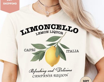 Limoncello Shirt, Lemon Shirt, Amalfi Coast, Italy T-Shirt, Vacation T-Shirt, Preppy Shirt, Lemons Tee, Cocktail T-Shirt, Retro Graphic Tee