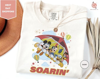 Comfort Colors Vintage Soarin' Around The World Mickey & Friends Shirt, Disney Ride Epcot Center Shirt, Disneyland Family Holiday 2025 Trip